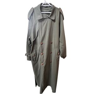 Men’s Olive Green Trench Coat Size 42 XL Long Belted Classic Marc Fisher?